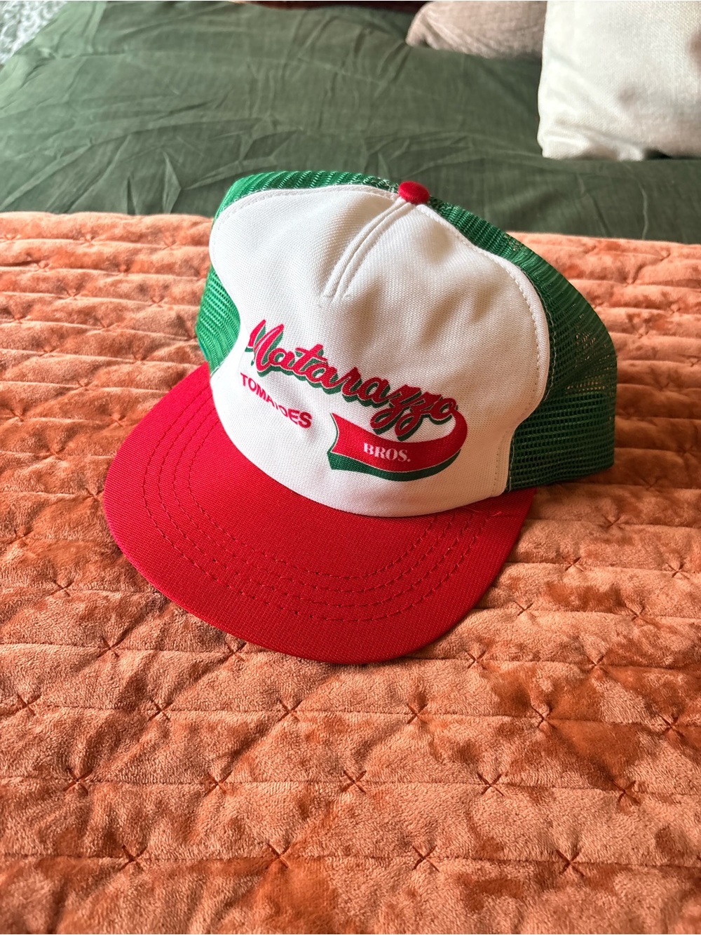 Vintage Tomato Bros Trucker Cap - White, Red & Green
